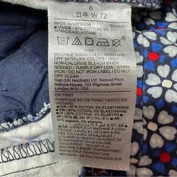 GAP The City Shorts Khaki Floral White /  Blue / Red Size 6 - Picture 10 of 16